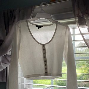 F21 White long sleeve crop top